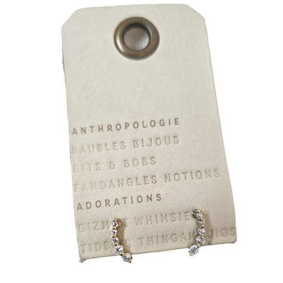 Anthropologie Jewelry - ANTHROPOLOGIE GOLD TONE CRYSTALS SIMPLE RHINESTONE CRAWLER EARRINGS NWT